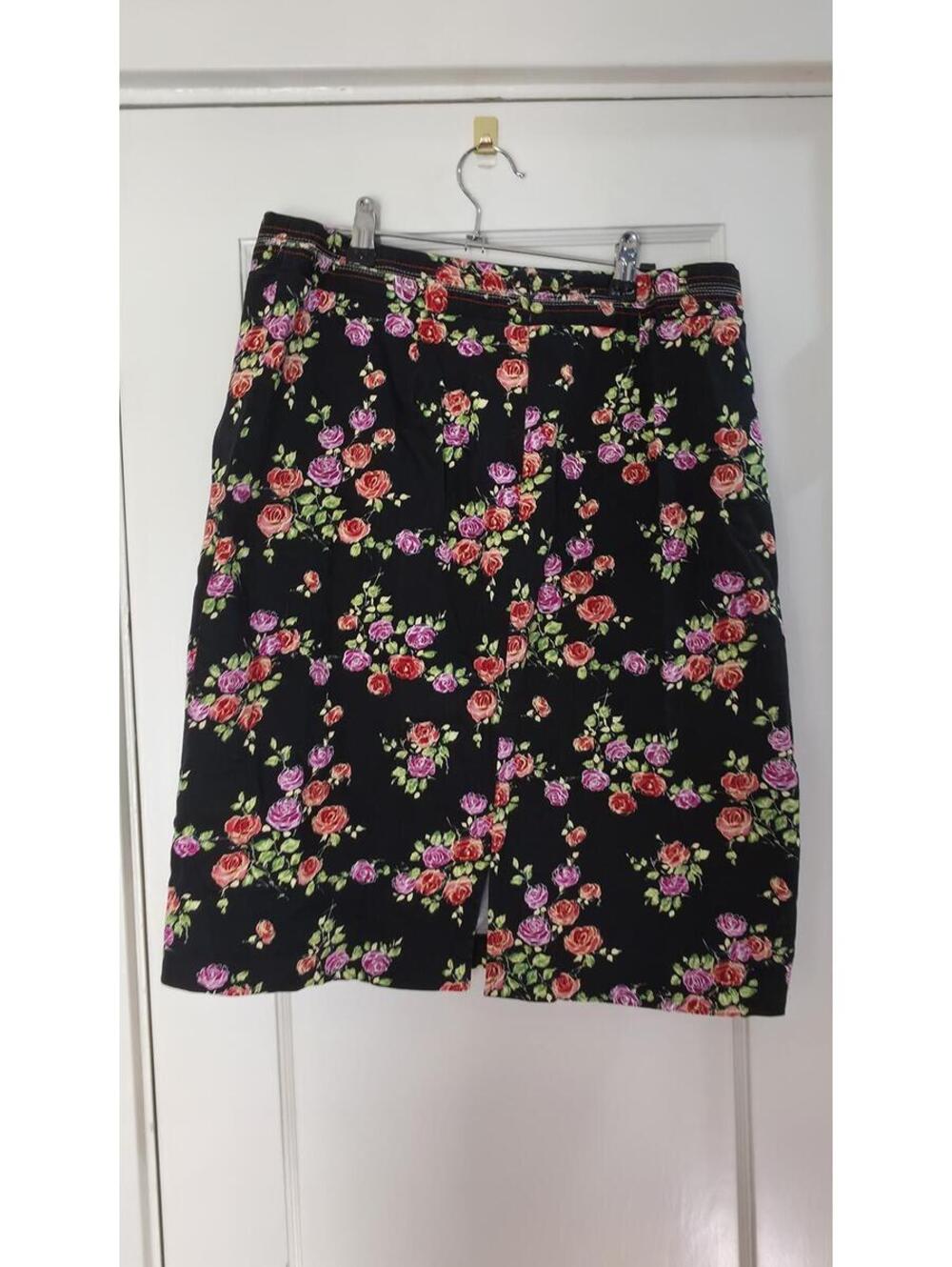 INC International Concepts Black Floral Rose Print Skirt